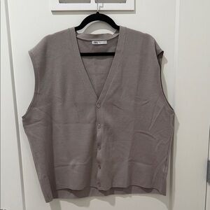 Zara Beige Button-Up Vest